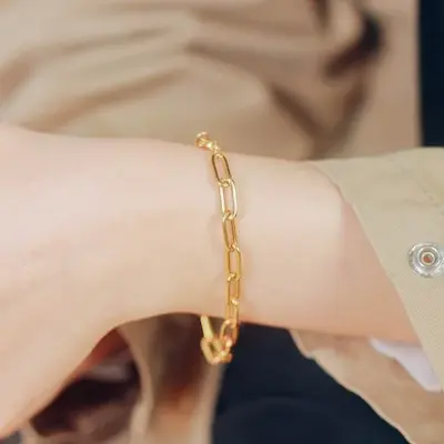 Pulseira dourada banhada a ouro para revenda no atacado.